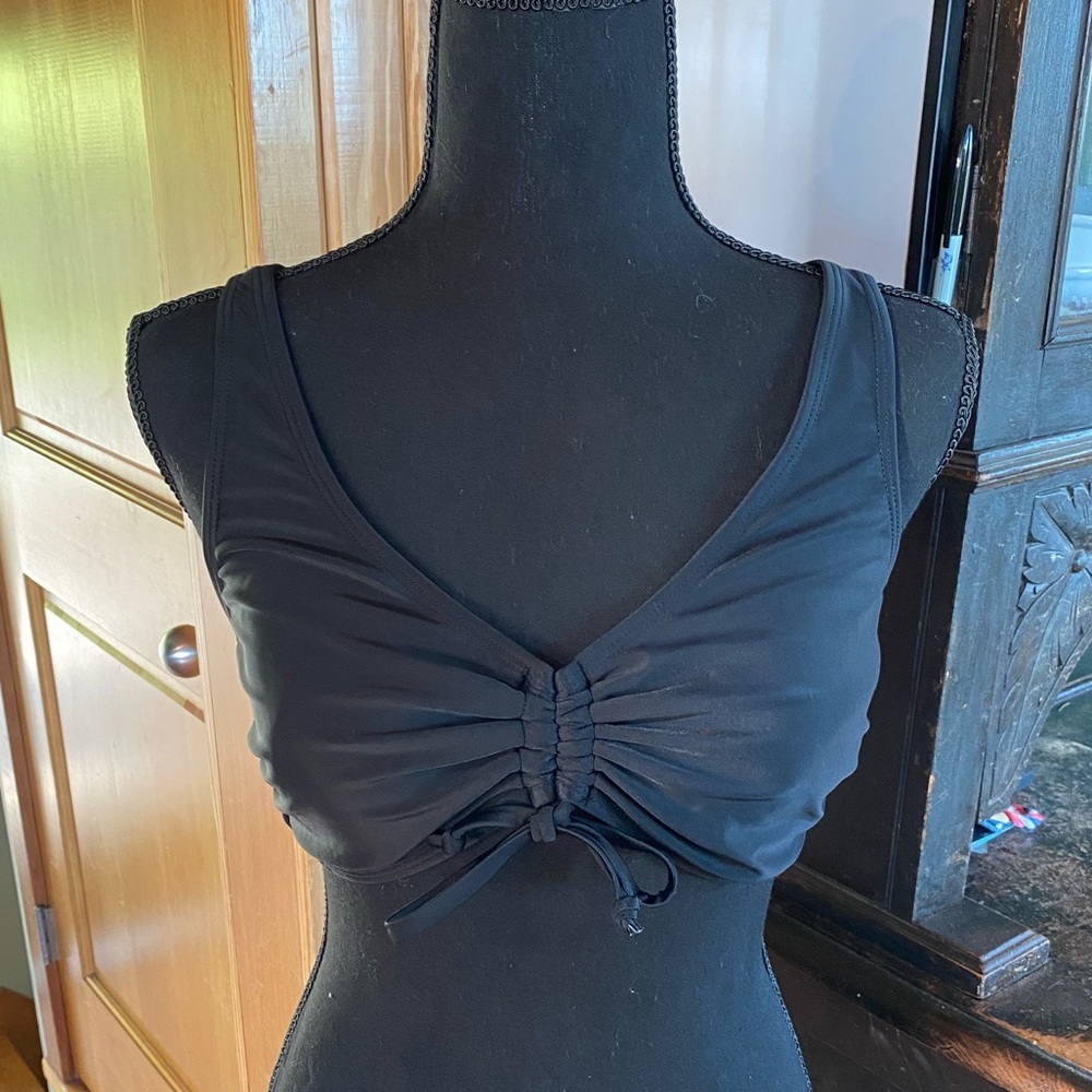 Black Tie In Front Bikini Adjustable Straps NOBO